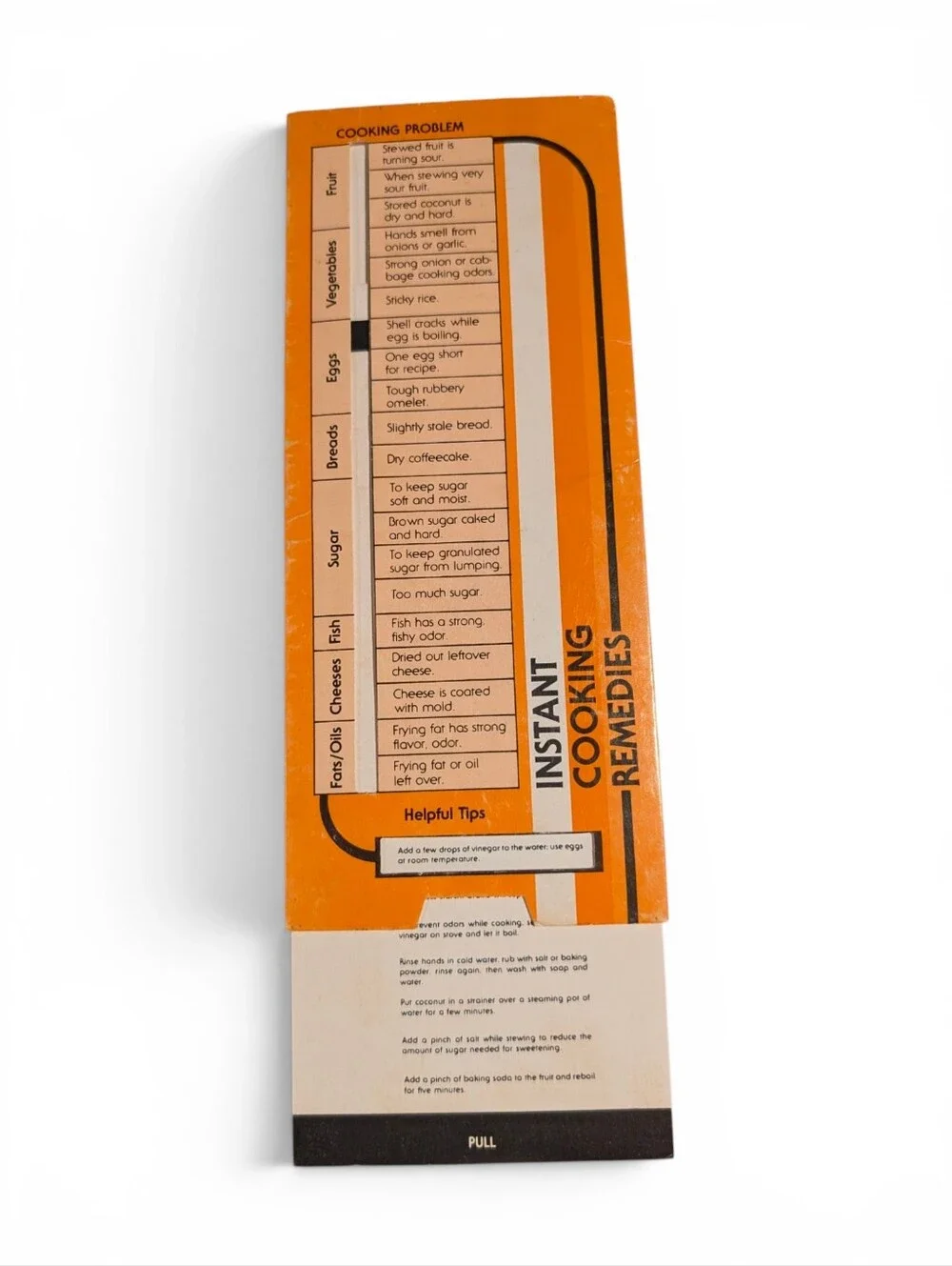 VINTAGE Instant Cooking Remedies Pull Flip Cooking Guide Orange